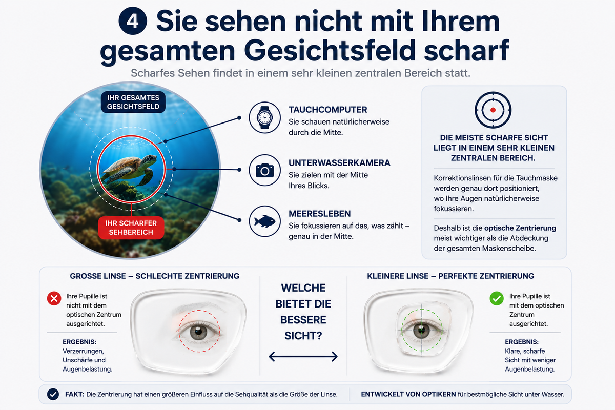 Diagram of the optical centre on a mask lens