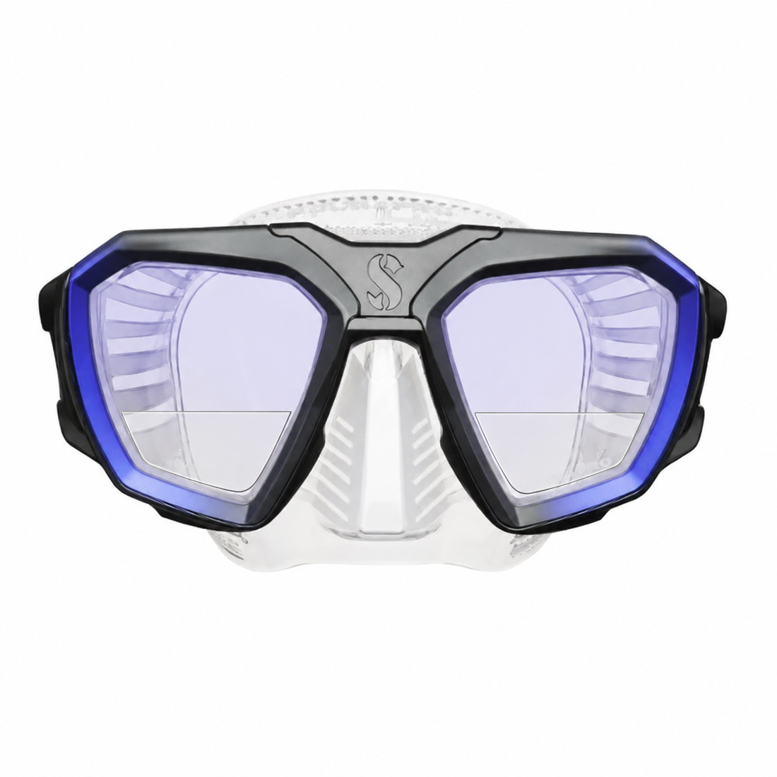 Scubapro D-Mask clear/blue – Visión monofocal de cerca (segmento de lectura)